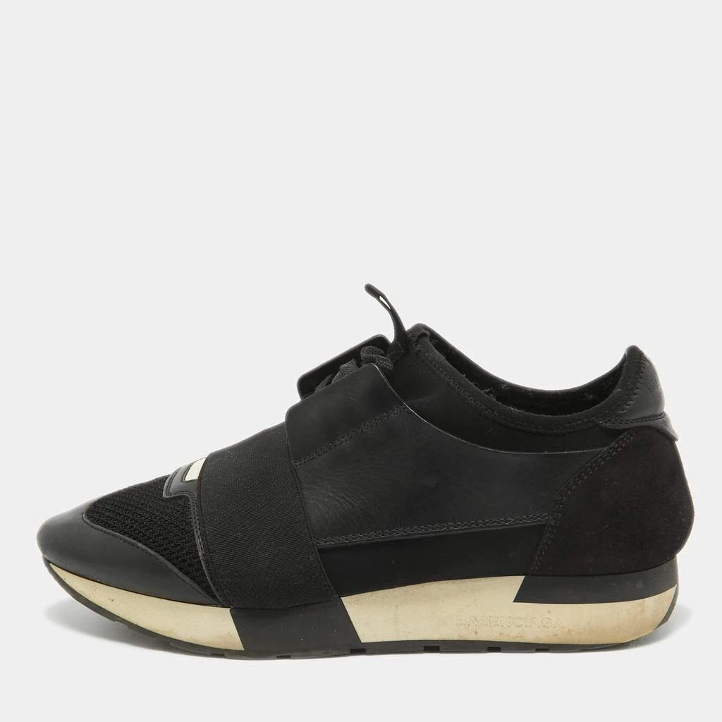 Balenciaga Balenciaga Black Leather and Mesh Race Runner Sneakers Size 38 1