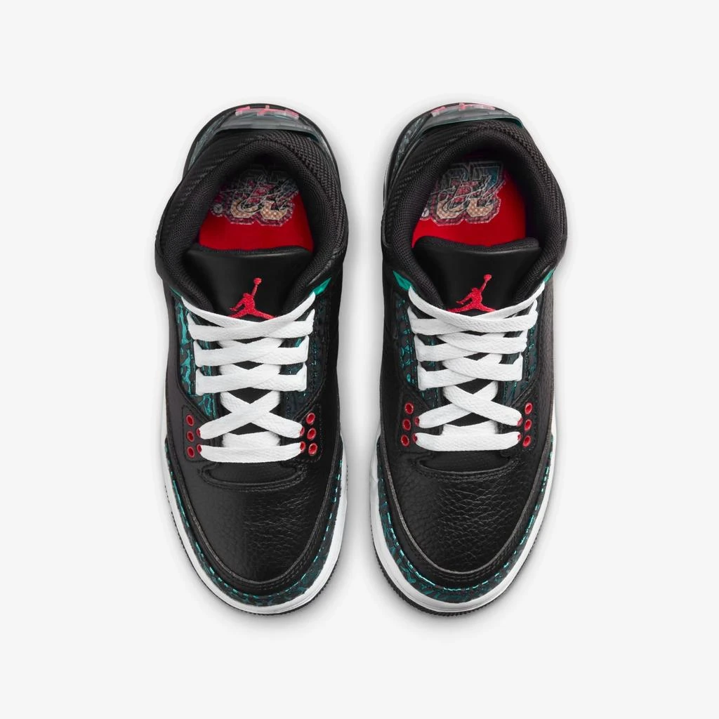 NIKE Air Jordan 3 Retro Black/Siren Red-Hyper Jade  FV5437-001 Grade-School 3