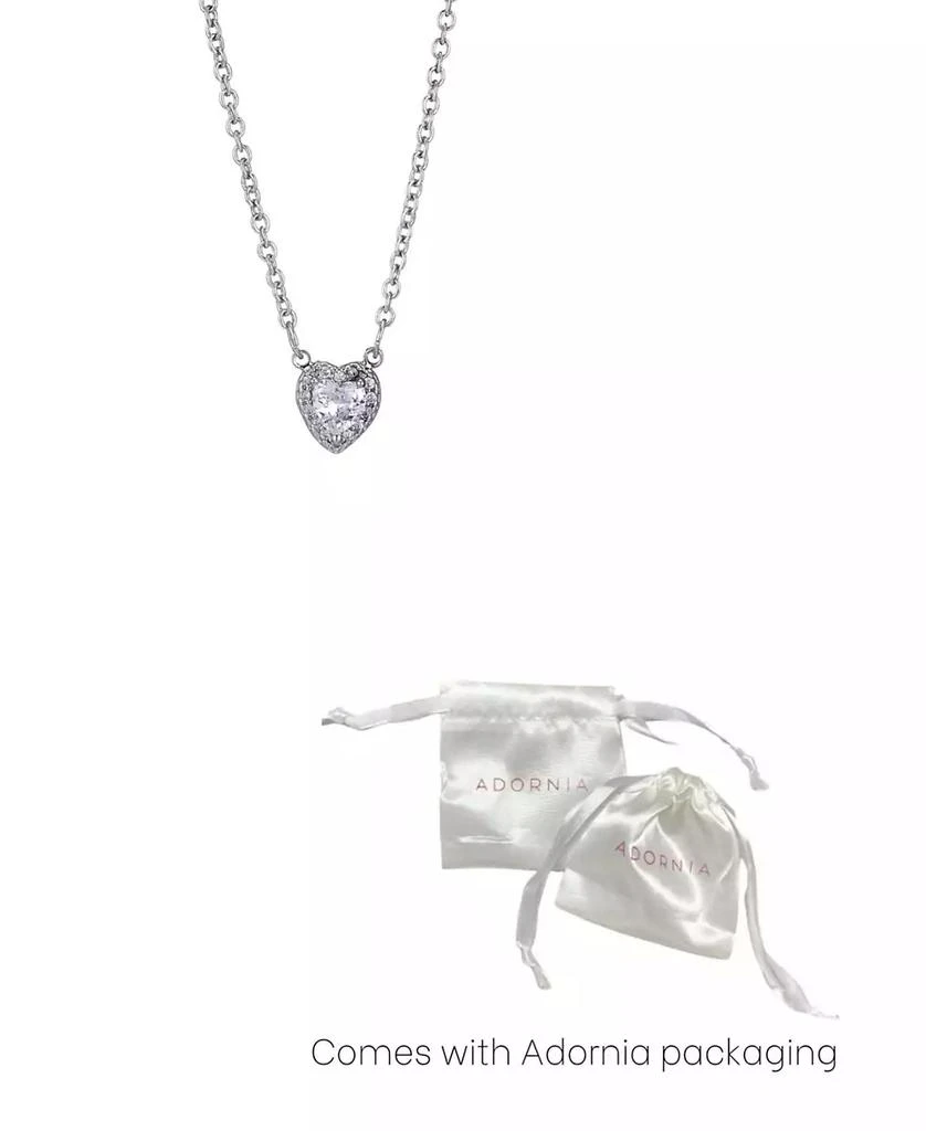ADORNIA Silver CZ Halo Heart Necklace 2