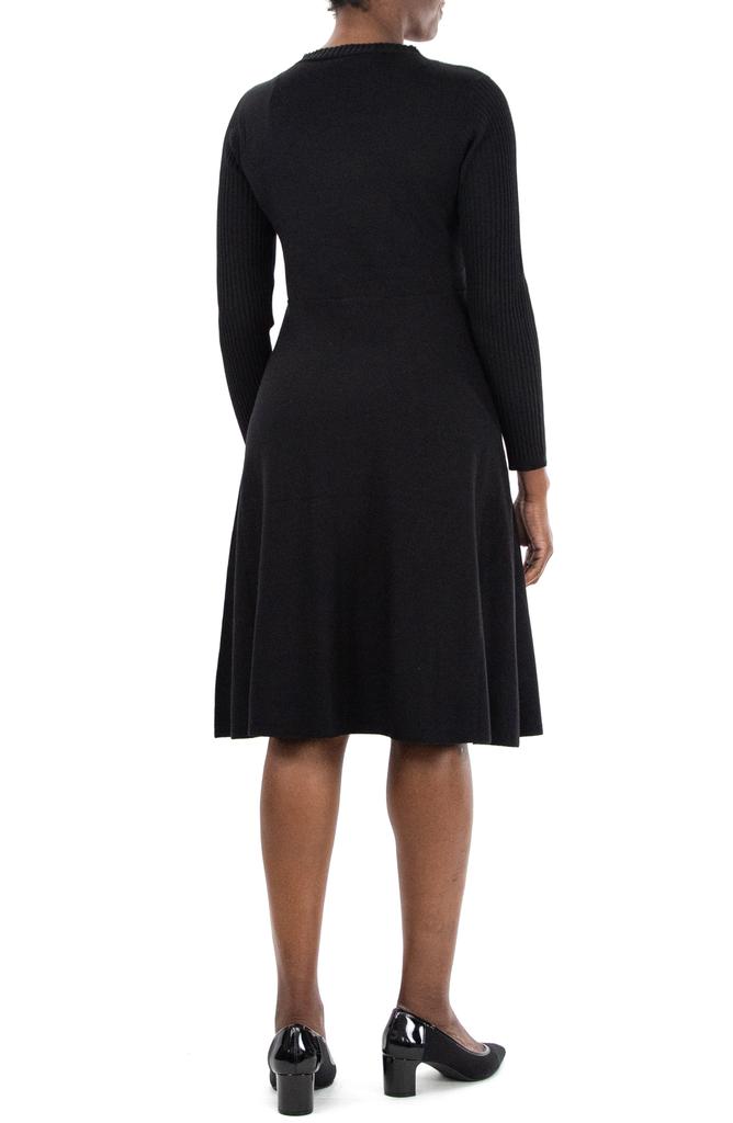 Nina Leonard Sheer Knit Inset Sweater Dress