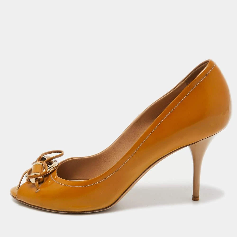 Dior Dior Brown Leather Bow Peep Toe Pumps Size 38.5 1