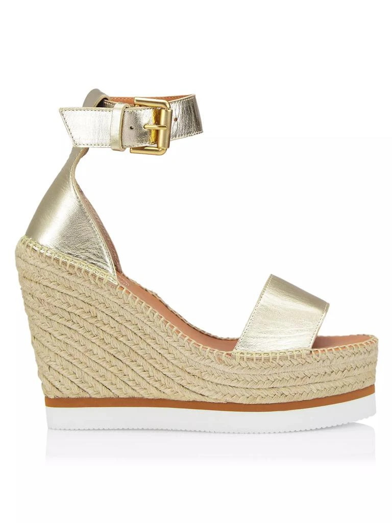 See by Chloé Glyn Metallic Leather Espadrille Wedges 1