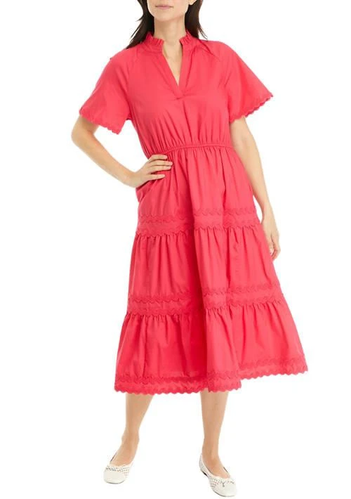 Crown & Ivy™ Ivy Womens Flare Sleeve Printed Tiered Dress 1