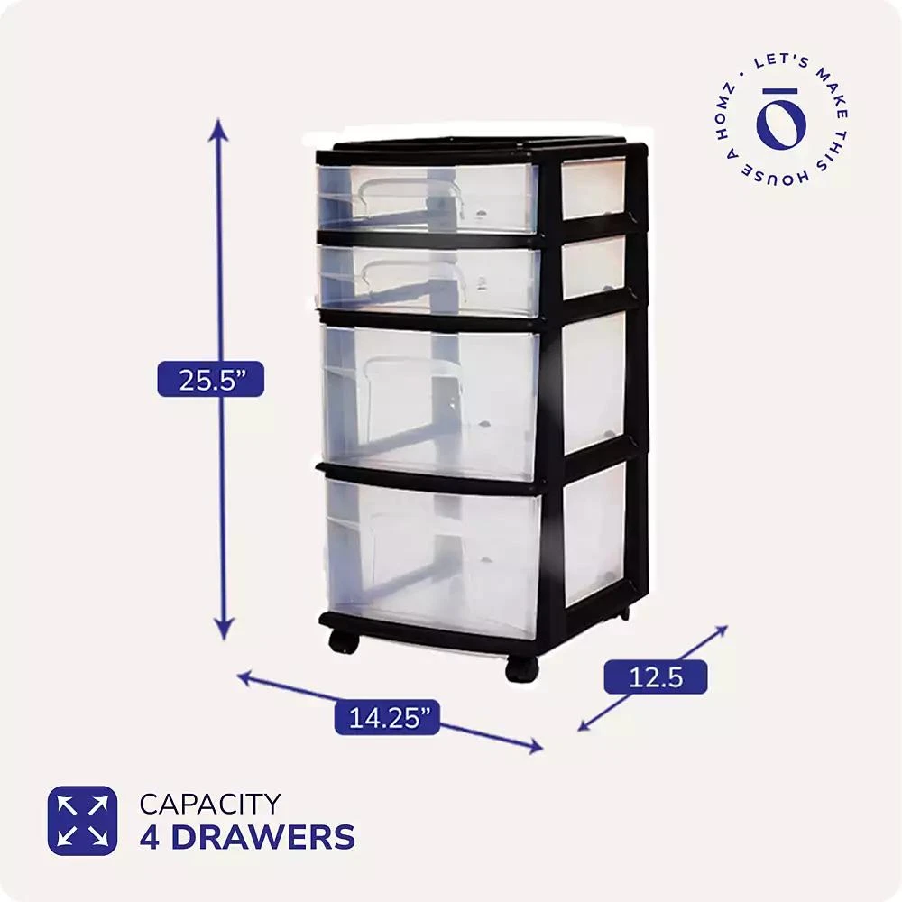 Homz Plastic 4 Drawer Medium Home Storage Container 3
