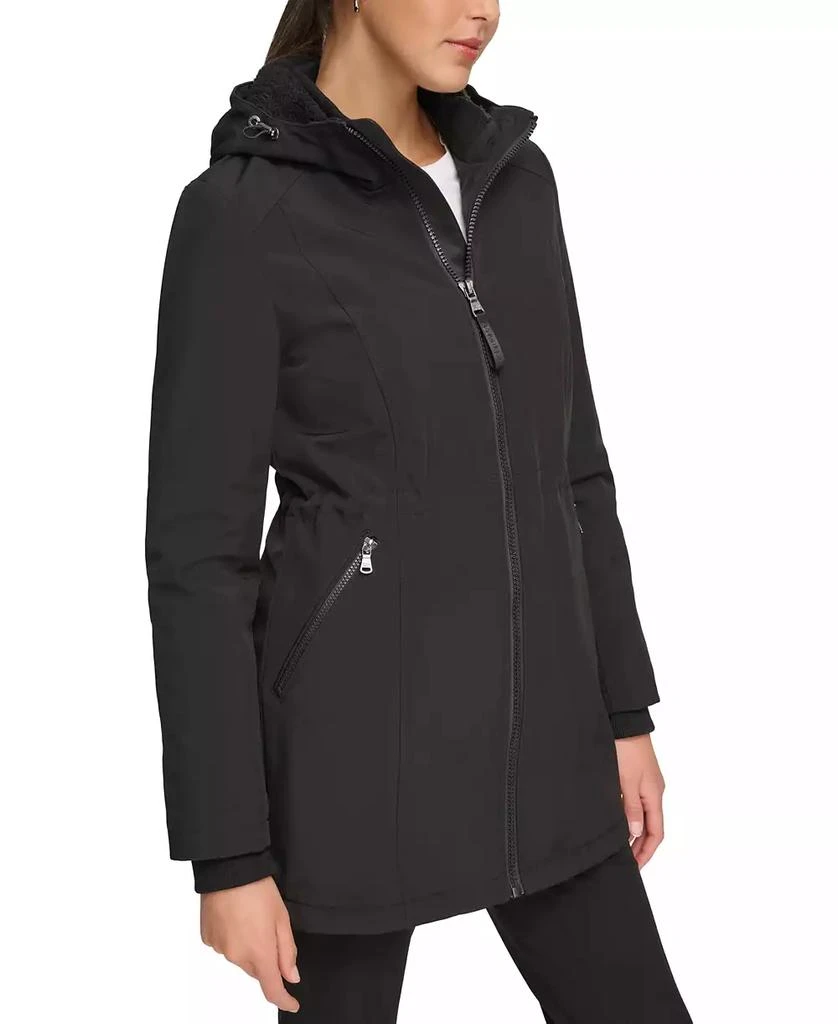 Calvin Klein Womens Hooded Faux-Fur-Lined Anorak Raincoat 3