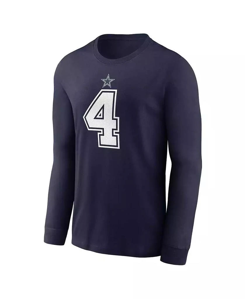 NIKE Men's Dak Prescott Navy Dallas Cowboys Player Name and Number Long Sleeve T-shirt 2