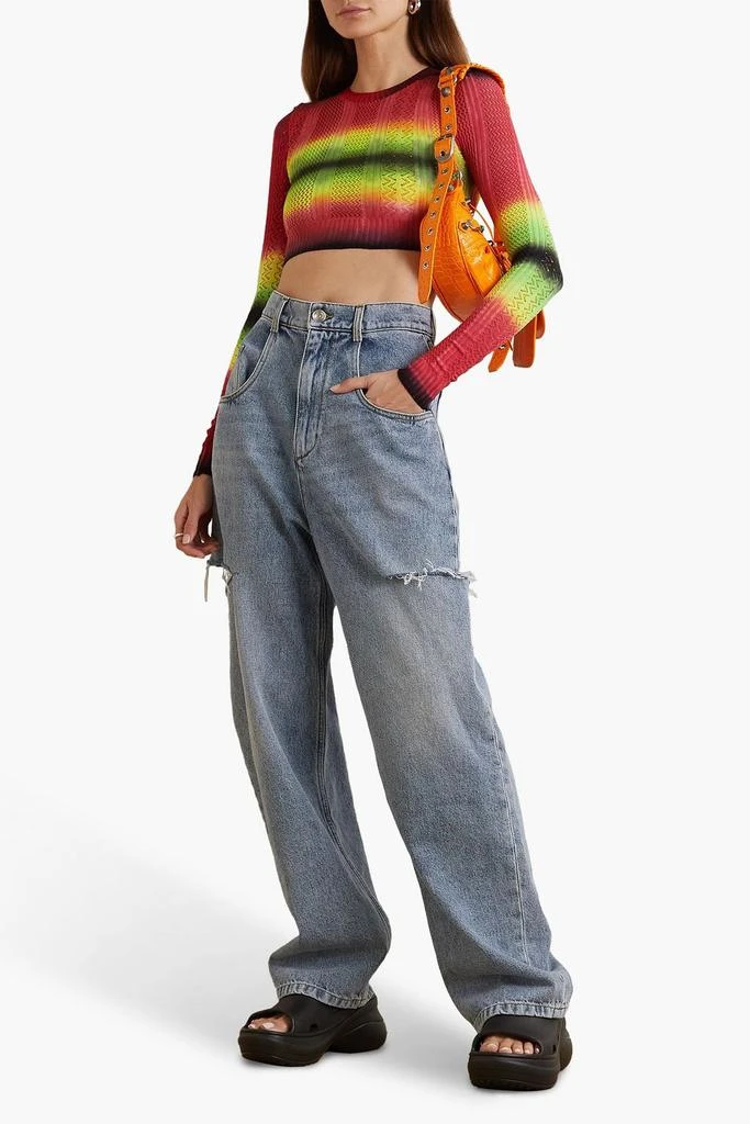 AGR Cropped tie-dyed pointelle-knit sweater 2