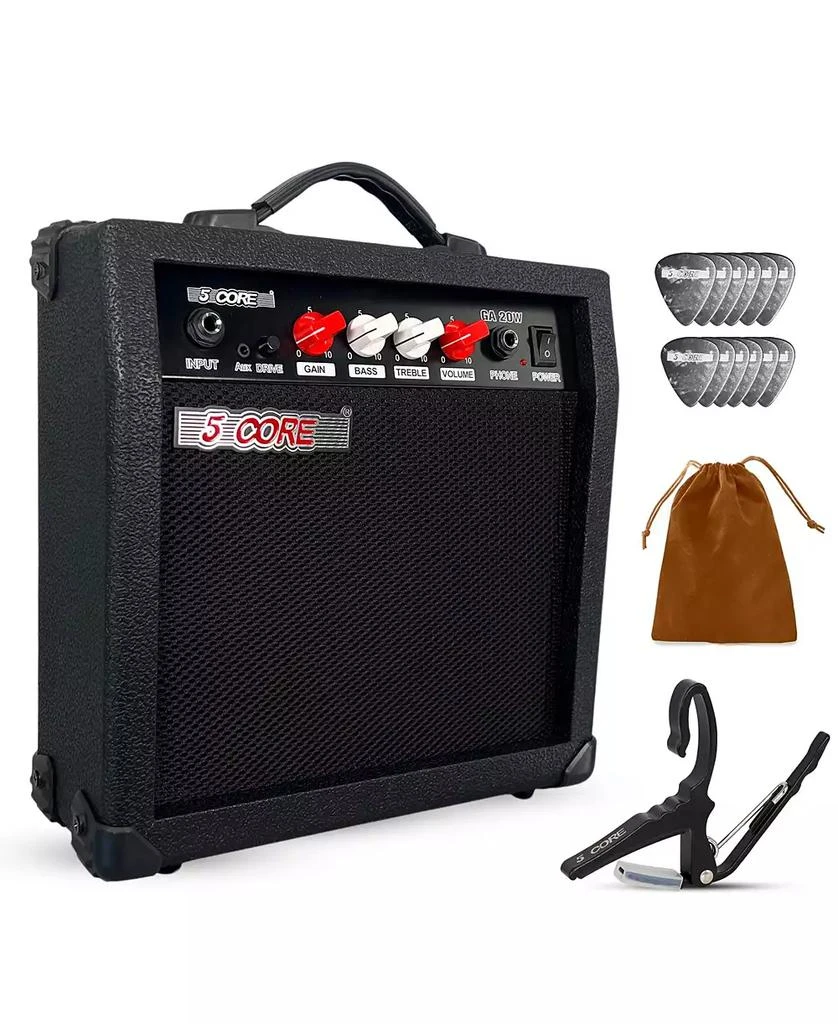 5 Core Guitar Amp 20W Electric Portable Mini Amplifier w Built in 6.5" Speaker Aux Headphone Jack
