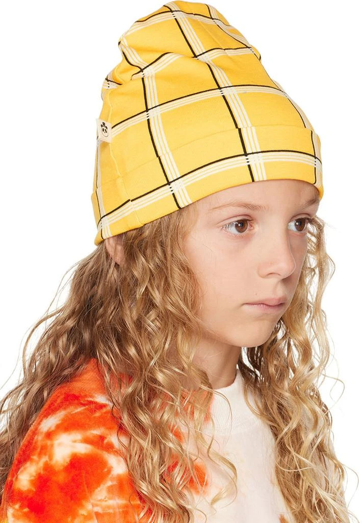 Mini Rodini Kids Yellow Check Beanie 2