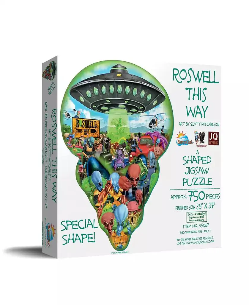 SunsOut Roswell This Way 750 piece Jigsaw Puzzle for Adults Special Shape