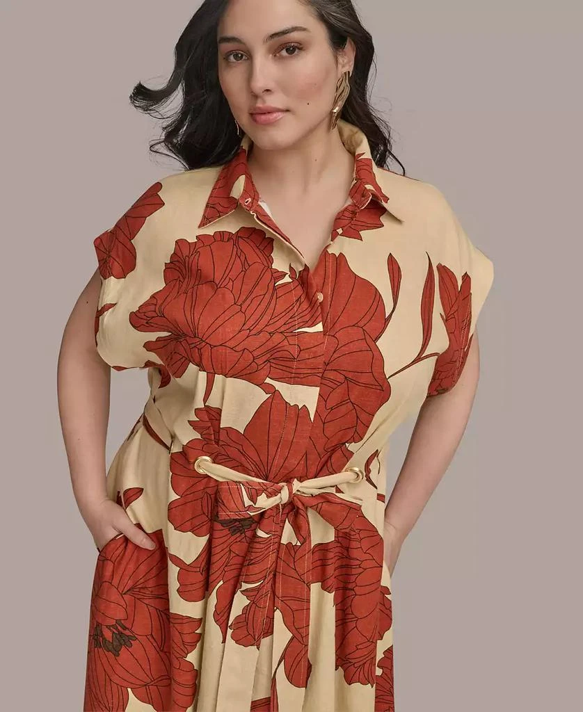 Donna Karan Plus Size Printed Grommet-Waist Shirtdress 7