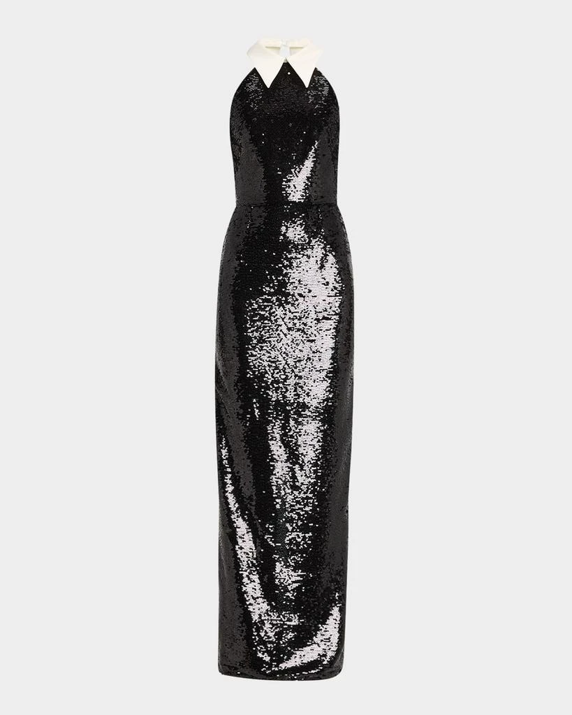 BRONX AND BANCO Wednesday Collared Sequin Column Gown 1