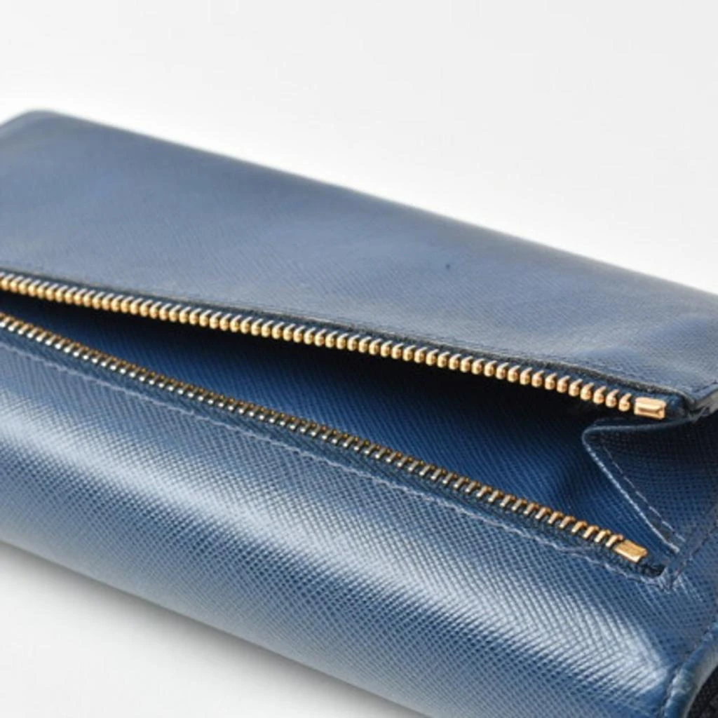 Prada Saffiano blue Bluette Leather Long Wallet (Bi-Fold) (Pre-Owned) 5