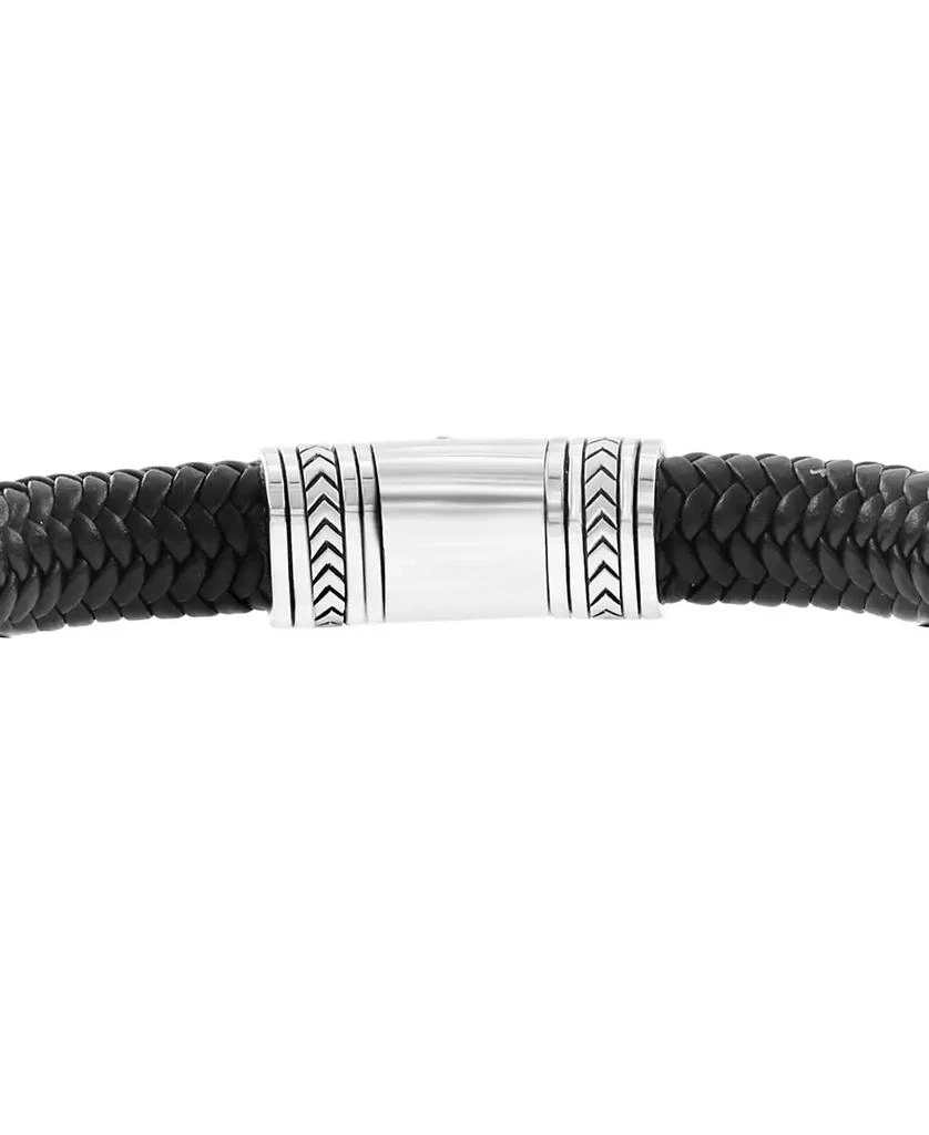Effy EFFY® Men
s Onyx 
Woven Leather Bracelet in Sterling Silver 3