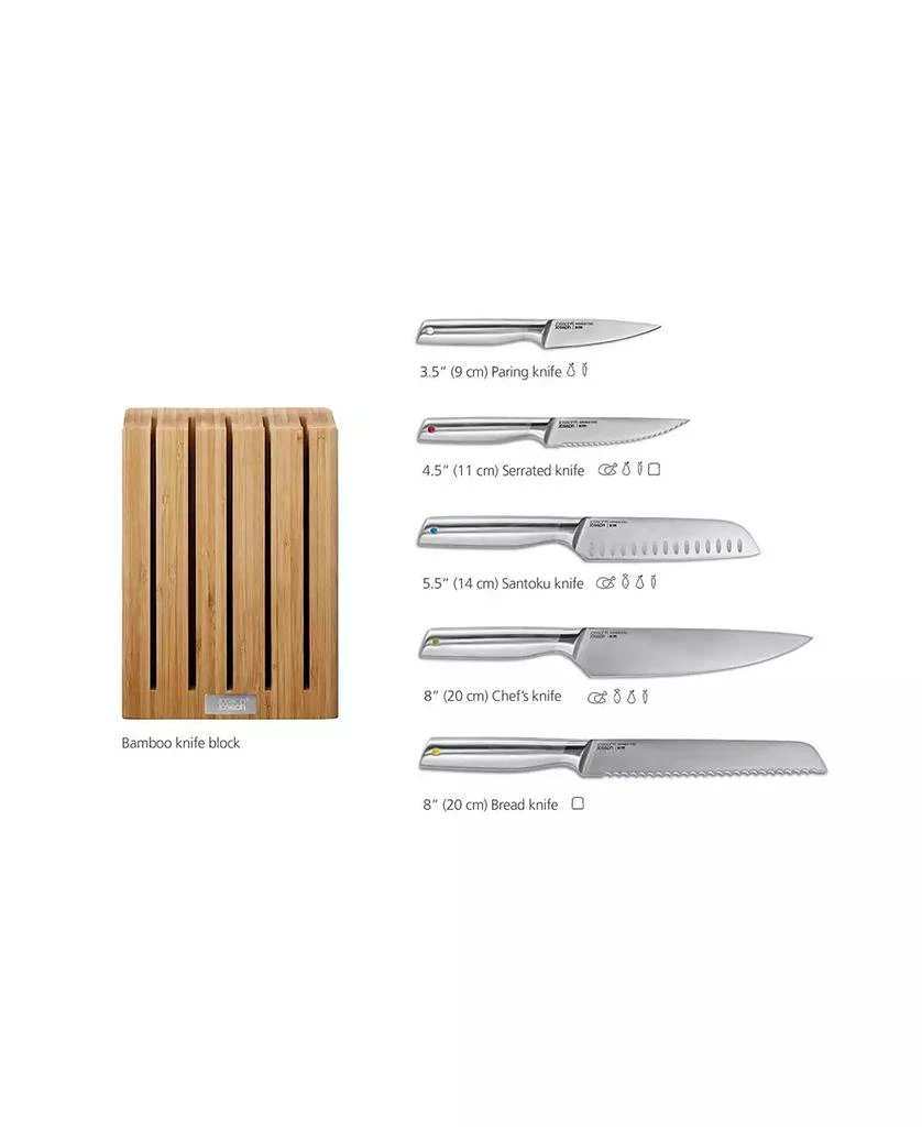 Joseph Joseph Elevate Steel Knives Bamboo 5-Piece Knife Block Set 6