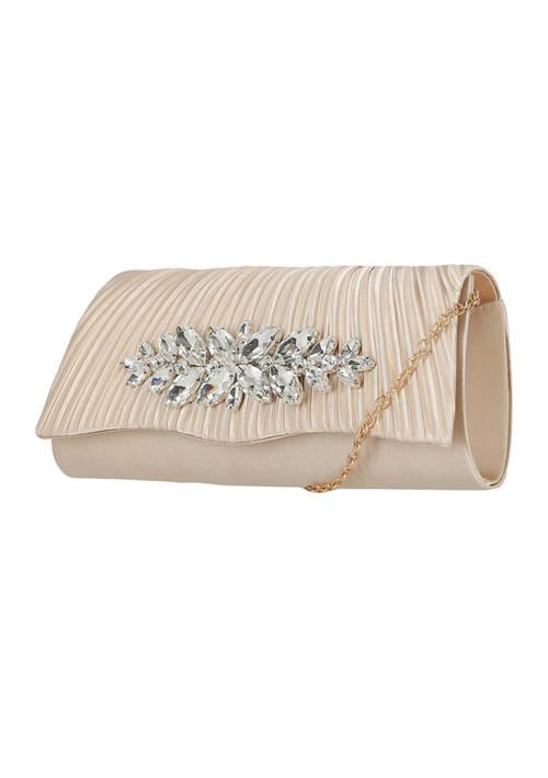 Jessica McClintock Mcclintock Aria   Brooch Flap Satin Clutch