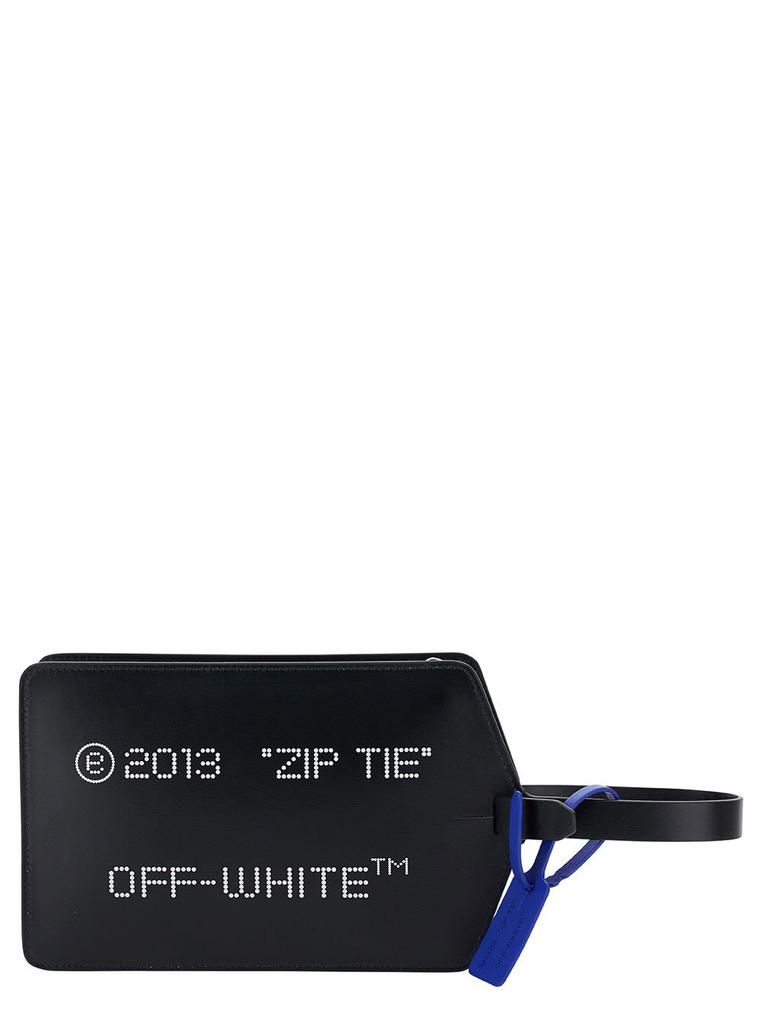 関送込【Off-White】Zip Tie ミディアム レザー クラッチバッグ 送料関税込み☆Off-White☆Zip Tie ミディアムレザークラッチ