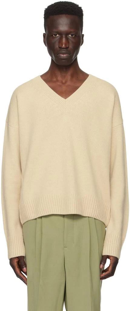 AMI Paris Beige Cropped Sweater 1