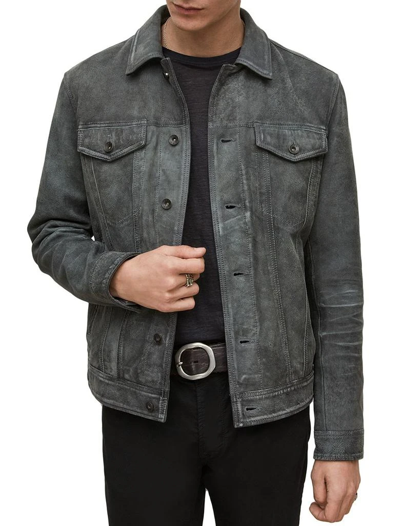 John Varvatos Andrew Slim Fit Leather Trucker Jacket 1