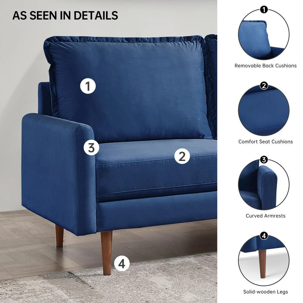 OS Home and Office Furniture 57 Inch Wide Upholstered Two Cushion Loveseat with Cambered Arms 4