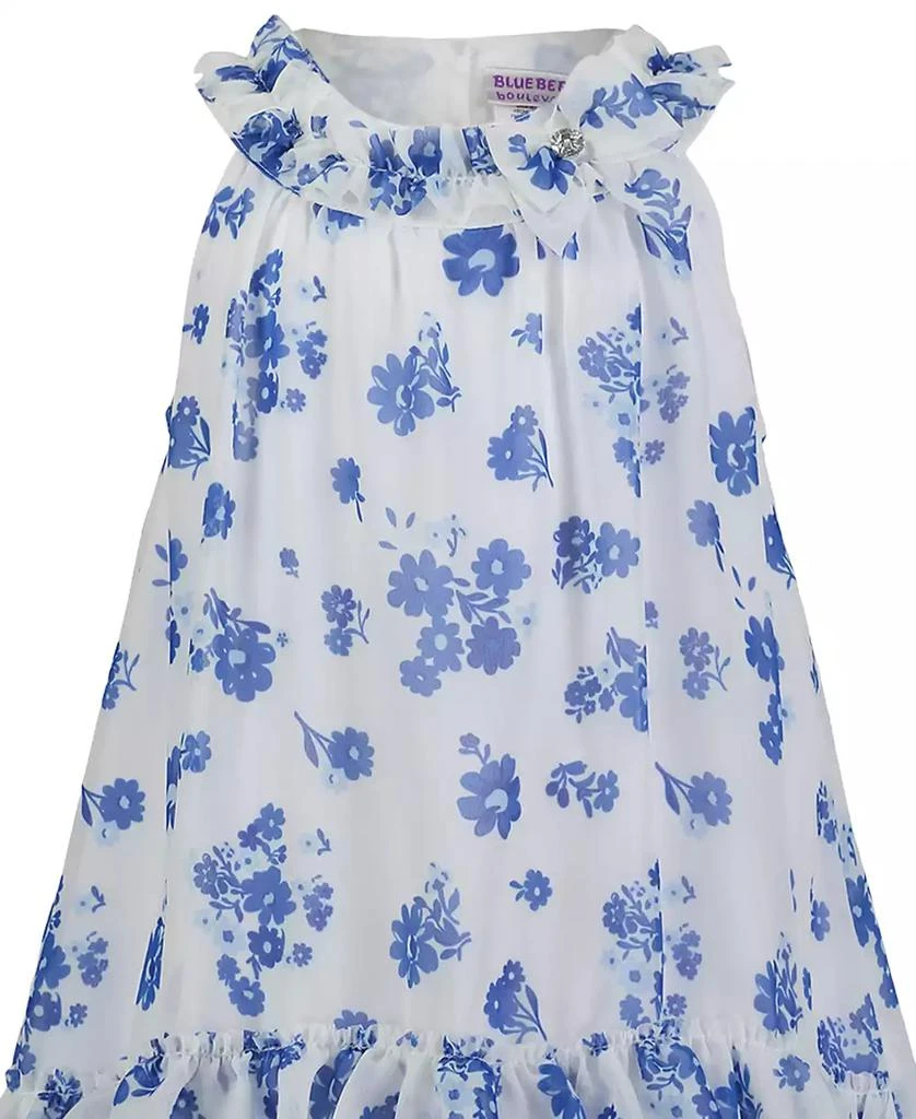 Blueberi Boulevard Baby Girls Ruffle-Trim White Blue Swing Dress Sun Hat 5