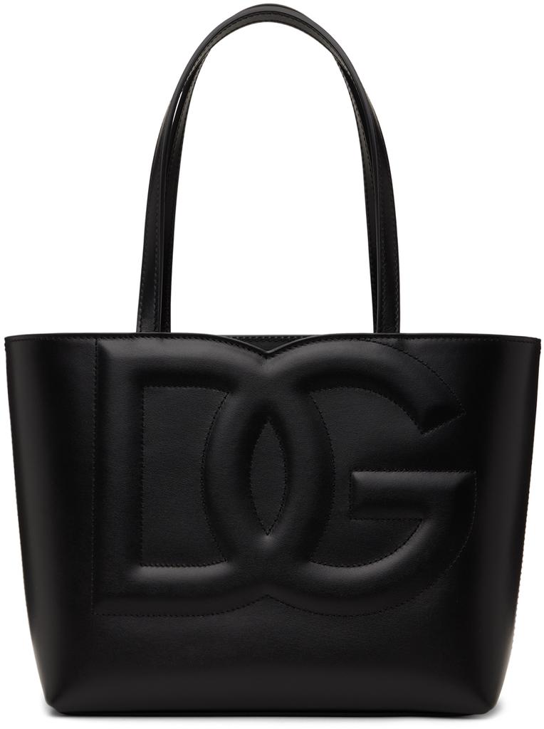Dolce&Gabbana Black Small Calfskin 'DG' Logo Shopper Tote