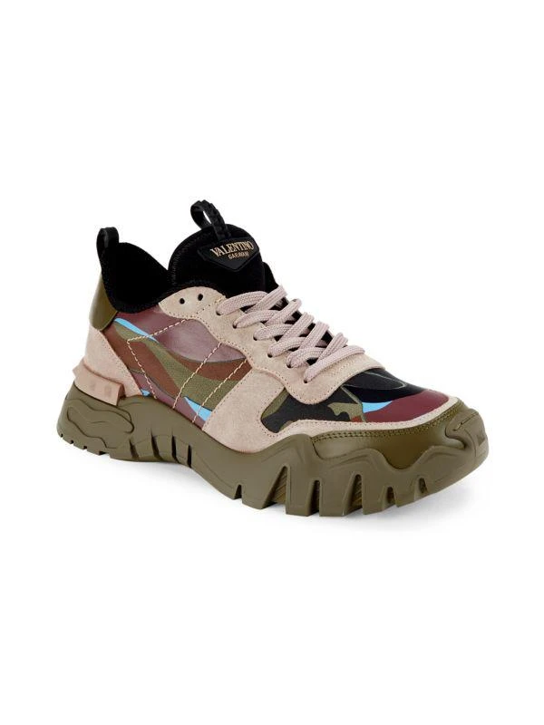 Valentino Rockstud Camo Trim Leather Sneakers 2