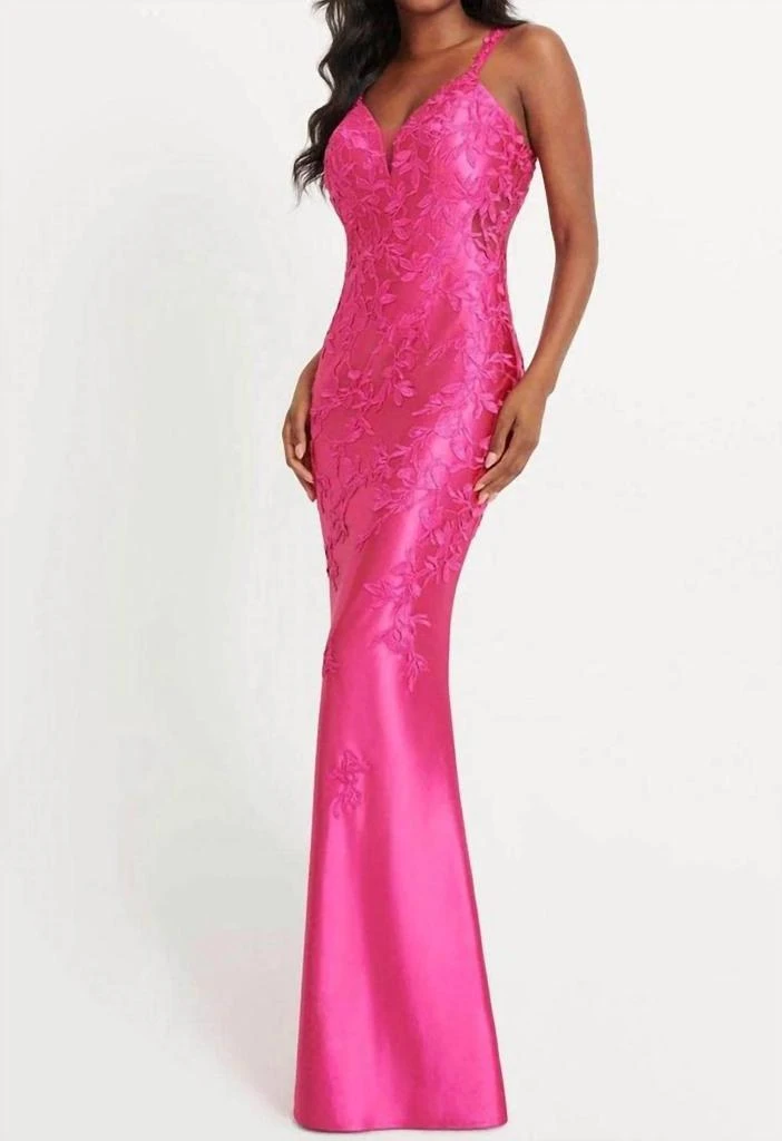 Faviana Faviana - Open Back Shiny Satin Dress 3