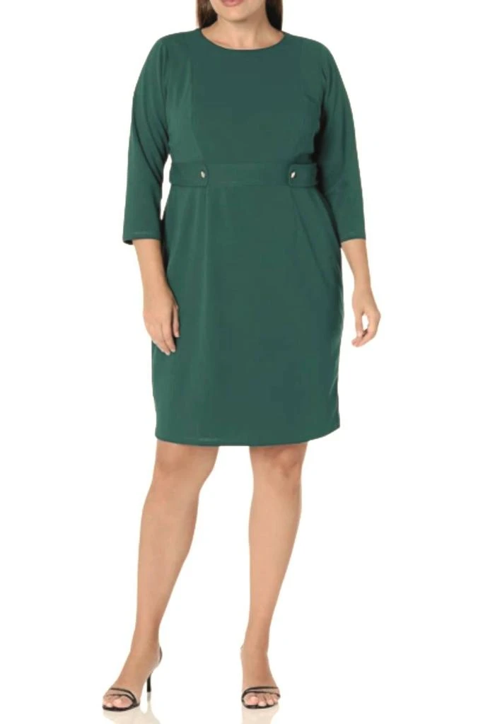 green emerald velvet dress London Times Women's Dresses Short Sleeve Crepe Fit and Flare Midi with  Waist Button Detail, Mulberry, 4 at Amazon Women's Clothing store