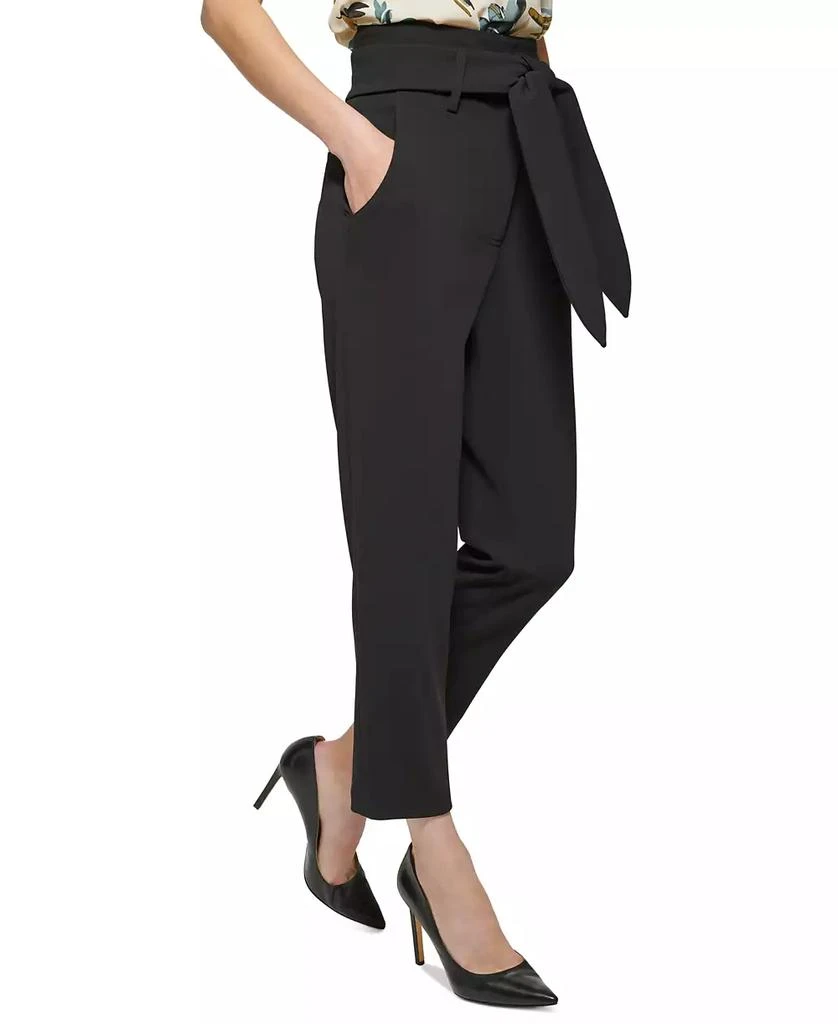 DKNY Women's Tie-Waist High-Rise Straight-Fit Pants 3