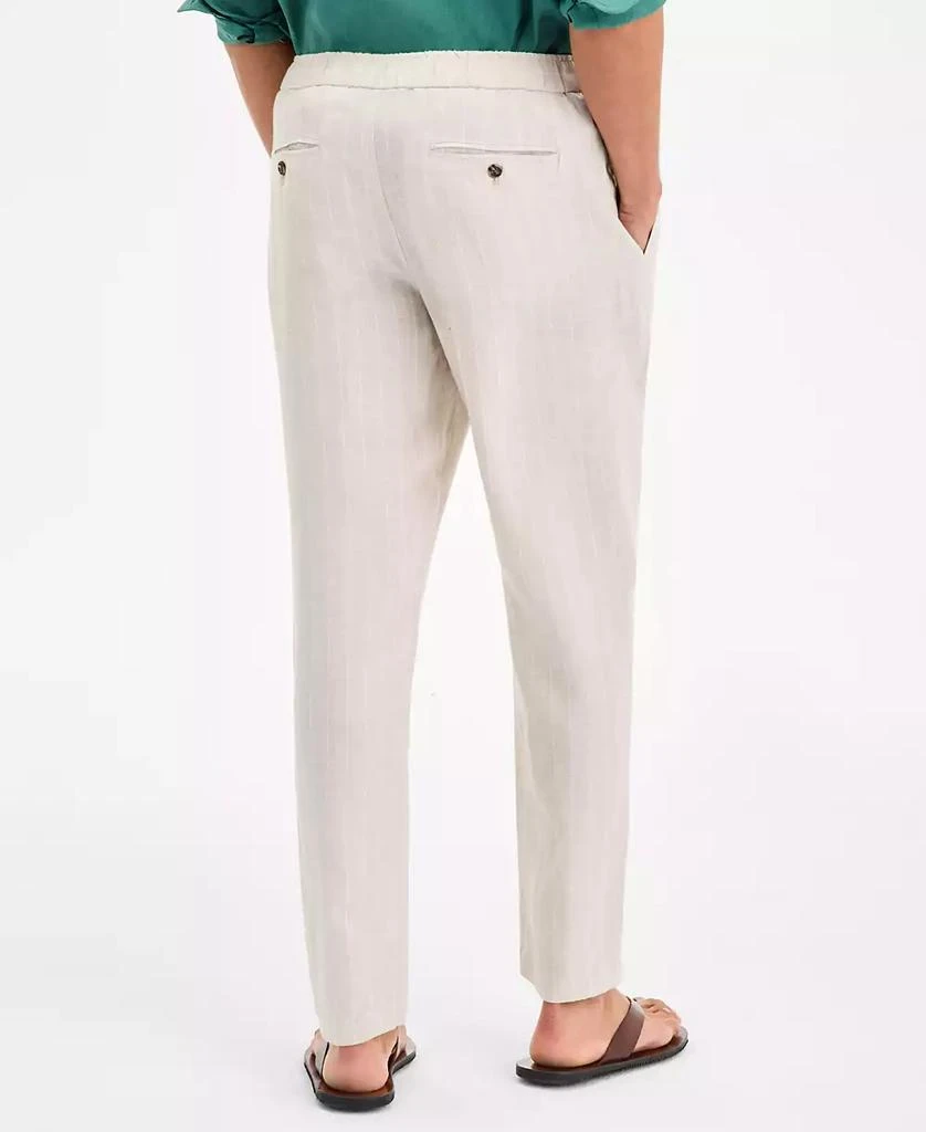 Shop Men's Regular Fit Casual Striped Linen Pants, Exclusively at - Main Image