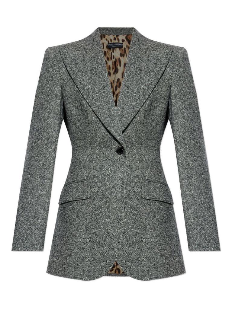 Shop Dolce & Gabbana Grey Single-Breasted Blazer on Sale at