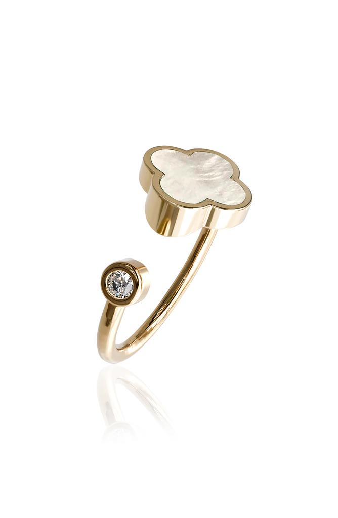 Gabi Rielle 14K Gold Plate Sterling Silver Clover Open Band Ring