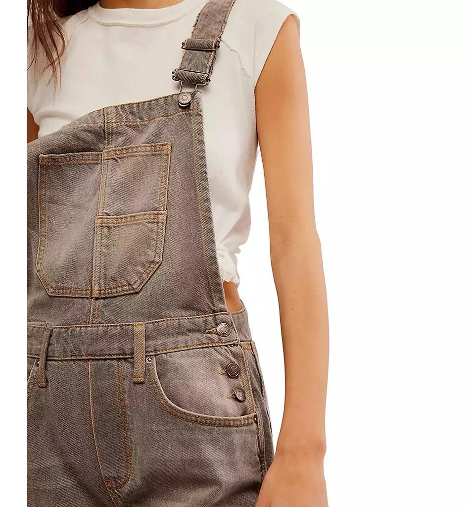 Free People Women's Good Luck Denim Barrel-Leg Overalls 4