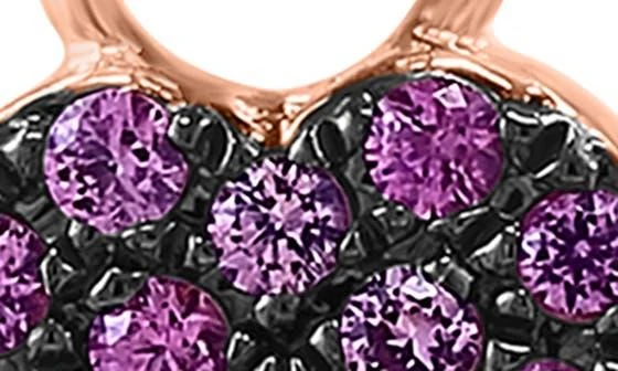 Effy 14K Rose Gold Diamond & Pavé Pink Sapphire Heart Drop Huggie Hoop Earrings - 0.14ct. 3