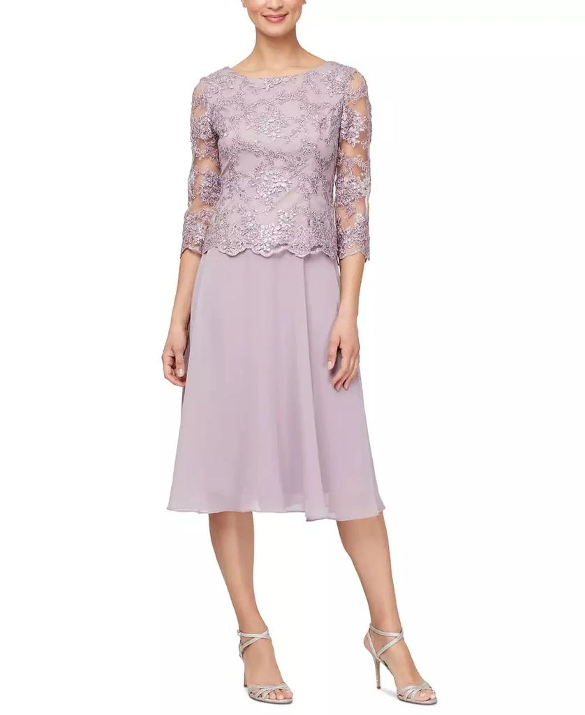 Alex Evenings Women's Layered Embellished Lace-Bodice Dress 1