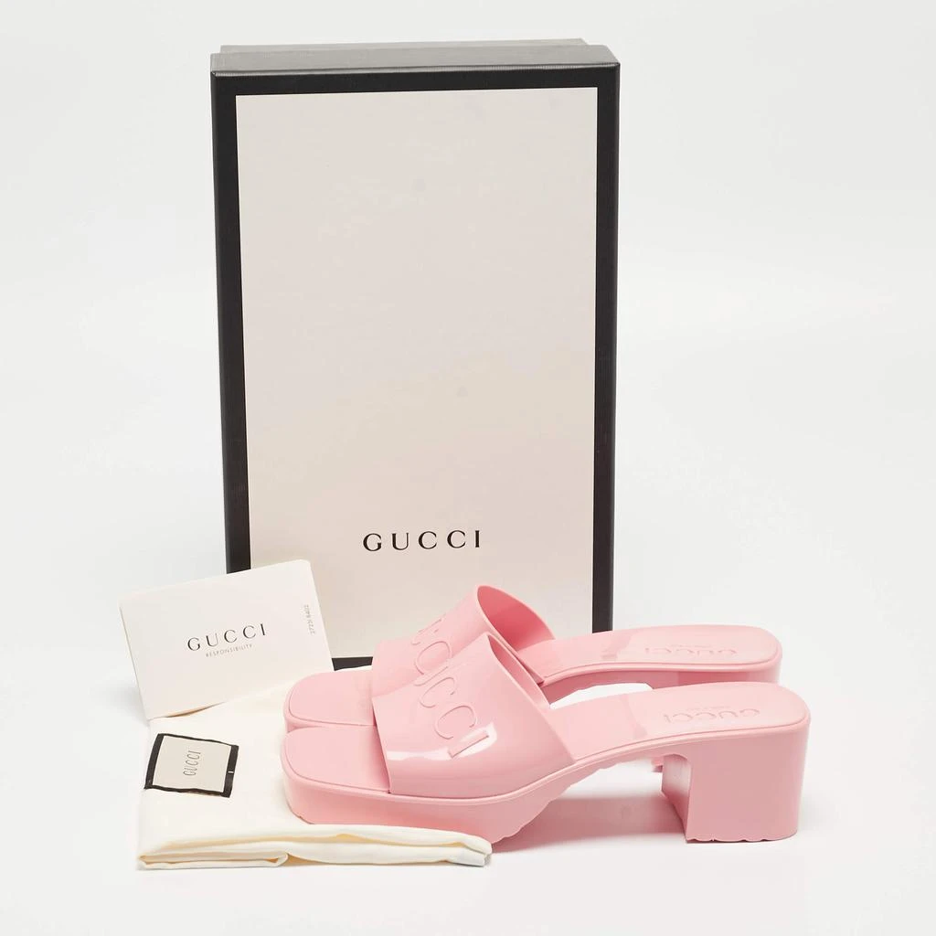 Gucci Gucci Pink Rubber Logo Mules Size 36 9