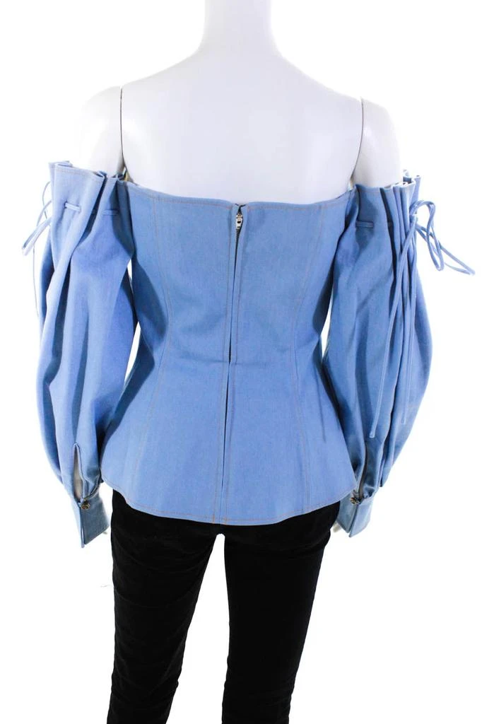 Adeam Womens Off Shoulder Draw String Top Light Indigo 3