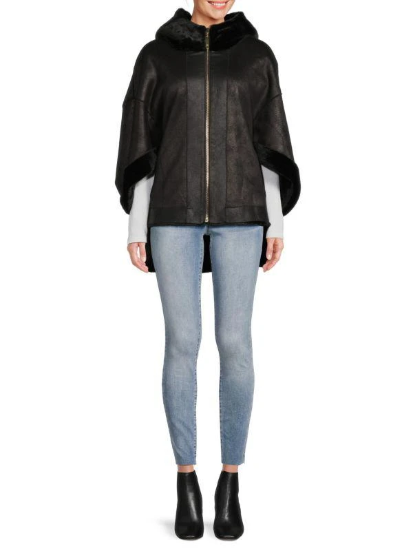 BELLE FARE Reversible Faux-Mink Hooded Cape Jacket 3