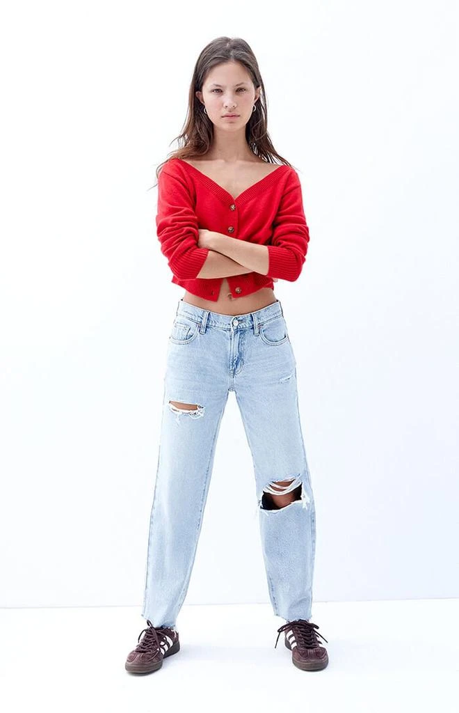 PacSun Stretch Light Indigo Ripped '90s Straight Leg Jeans 5