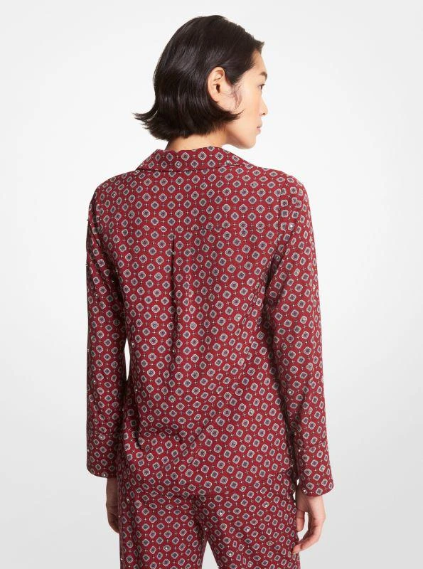 Michael Kors Studded Medallion Crushed Crepe Pajama Shirt 2