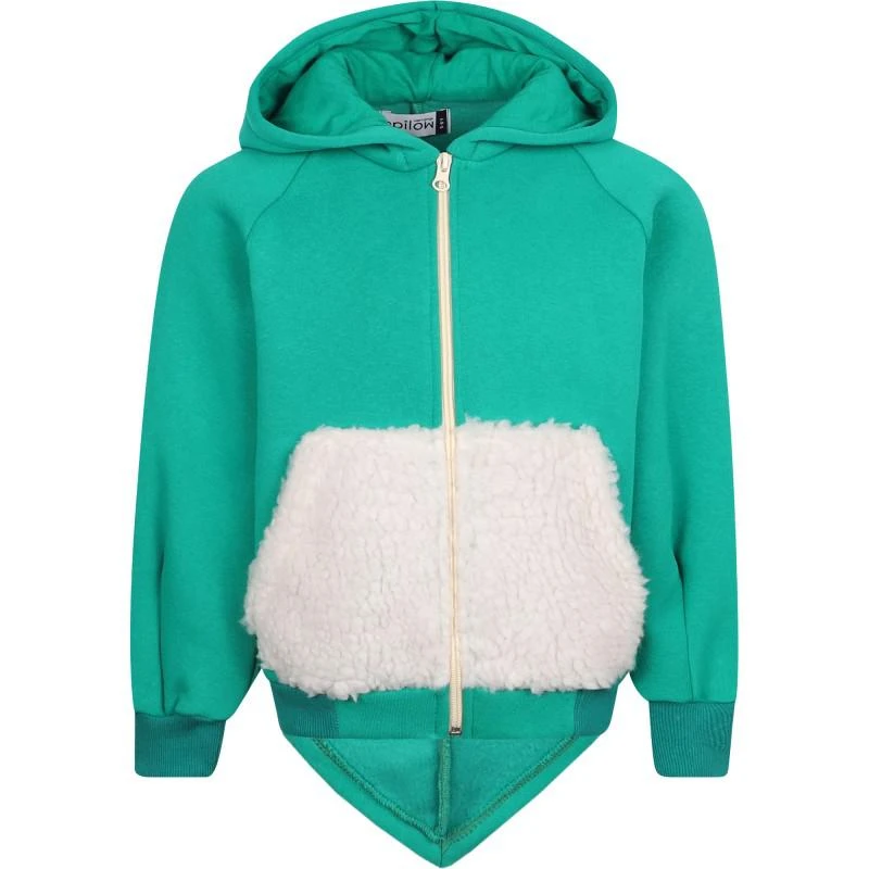 Spilow London Dino spikes hoodie in green with contrast fleece pocket 2