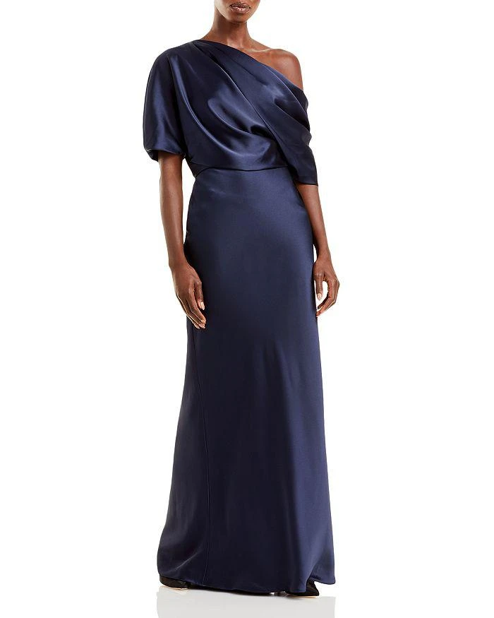Amsale Draped Satin One Shoulder Dress 1