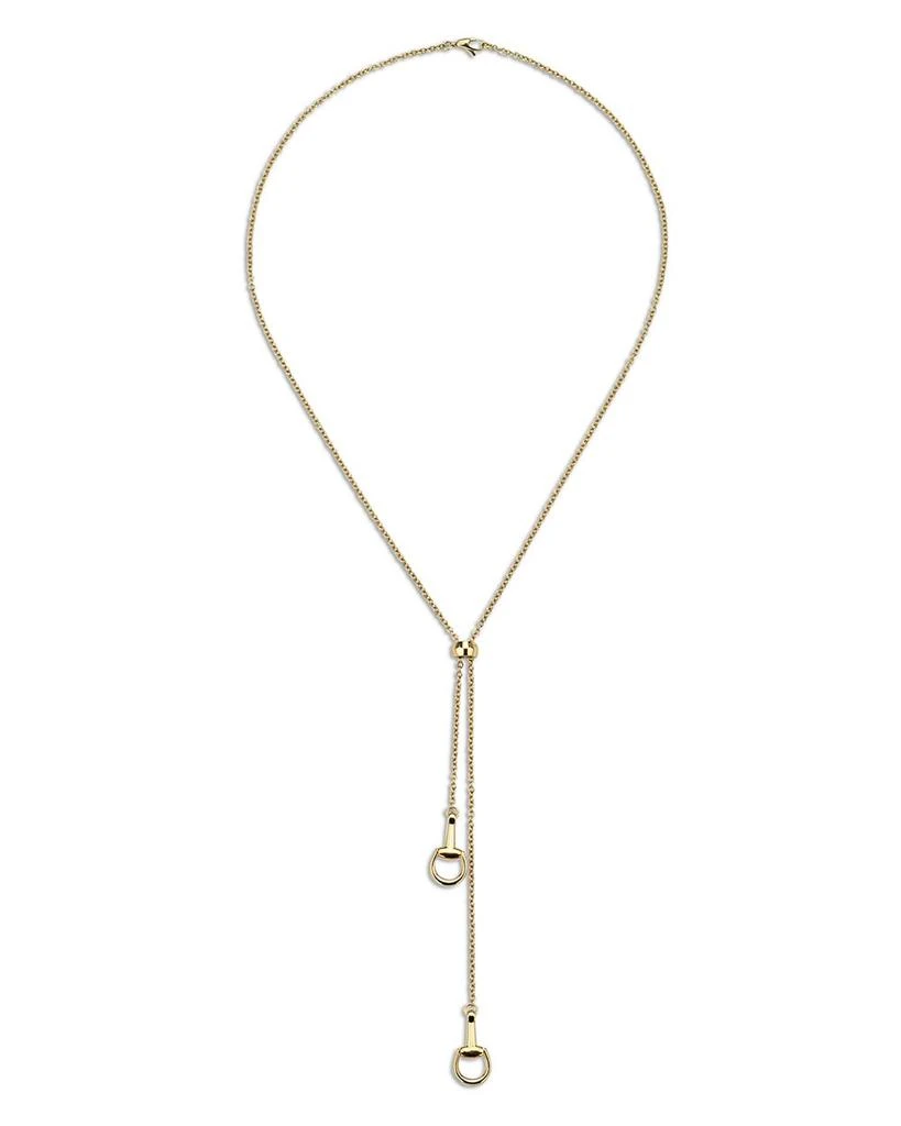 Gucci 18K Yellow Gold Horsebit Lariat Necklace, 21" 1