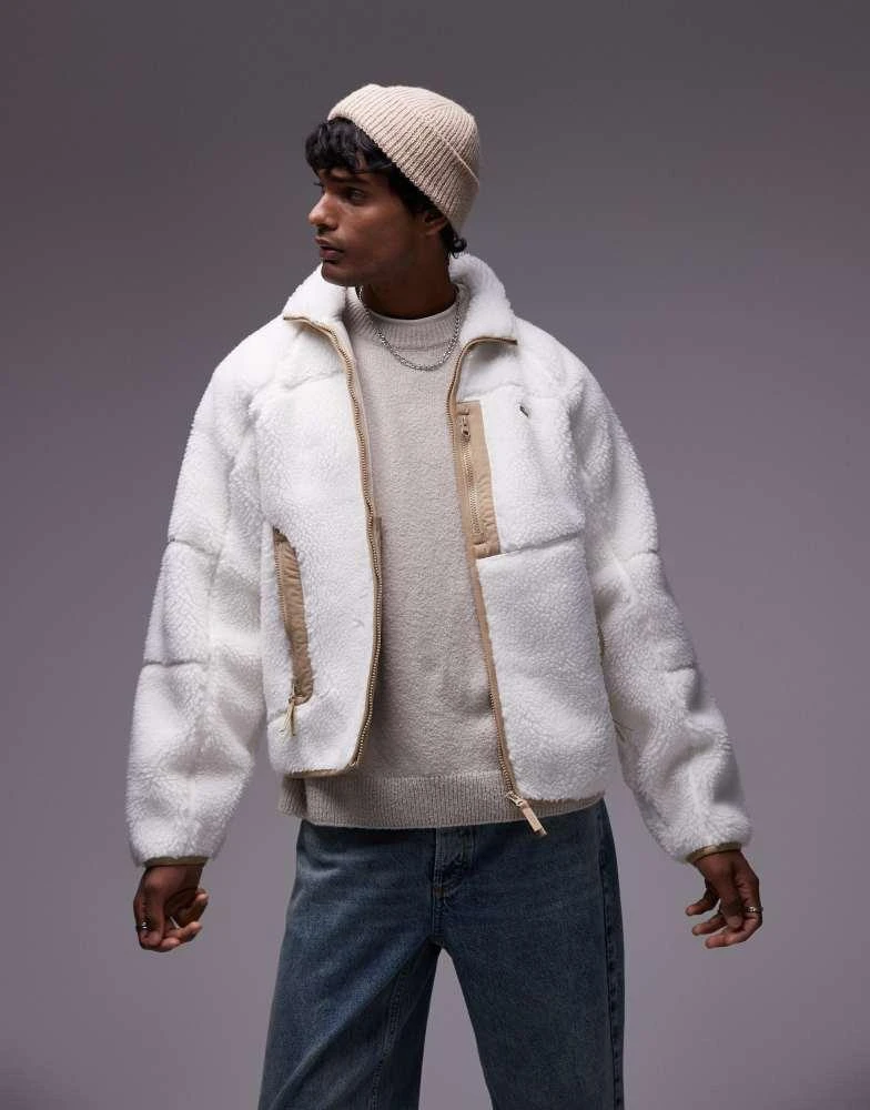 Lacoste Lacoste zip fleece jacket in white 1