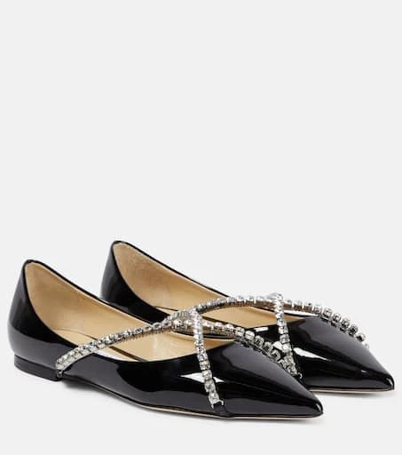 Jimmy Choo Genevi embellished patent leather ballet flats 1