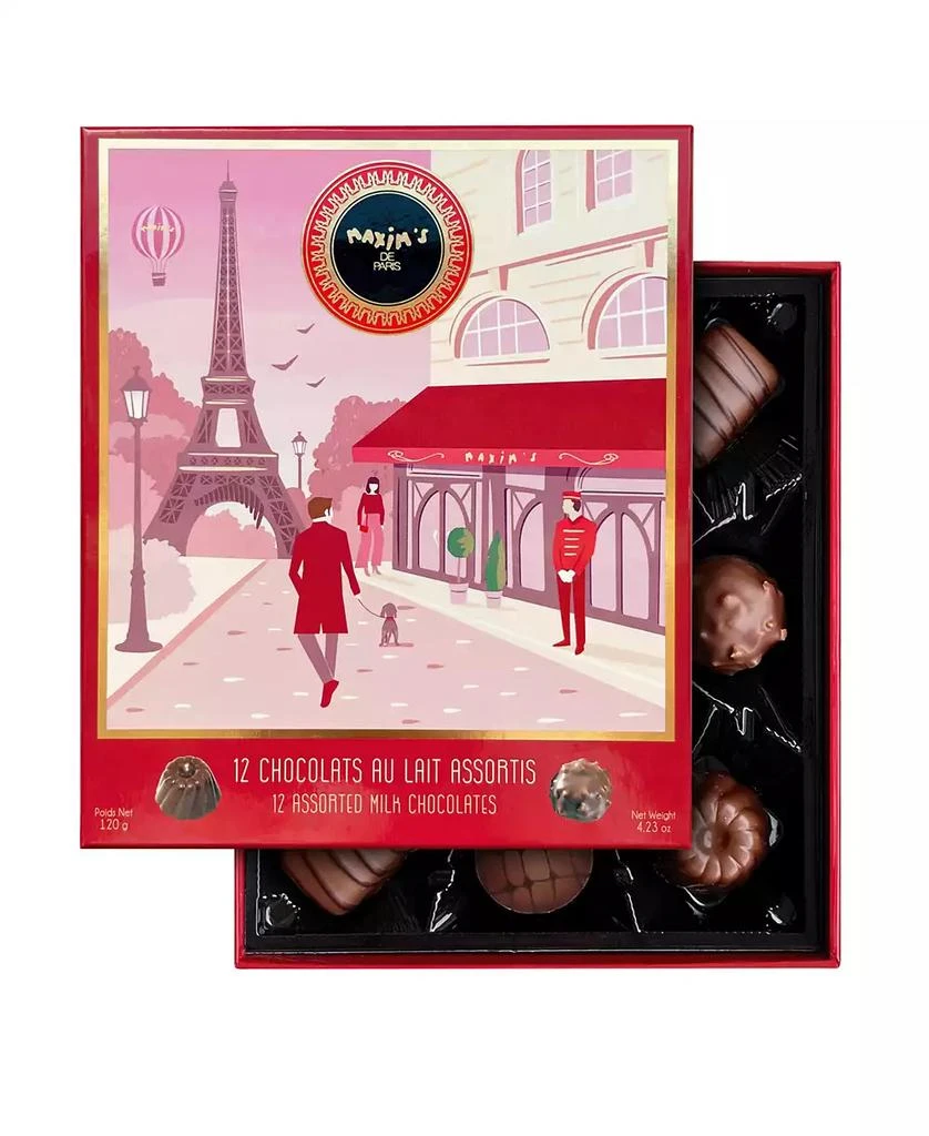 Maxim
s De Paris Holiday Milk Chocolate Connoisseurs Box, 12 Pieces