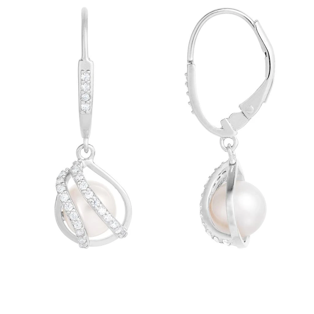 Splendid Pearls Sterling Silver Leverback 7-7.5mm Freshwater Pearl Earrings 1