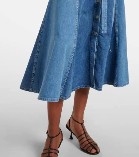 AG Jeans Belted paneled denim midi dress 6