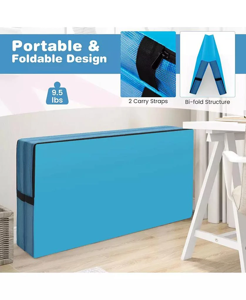 HONGGE 4ft x 4ft x 4in Bi-Folding Gymnastic Tumbling Mat with Handles and Cover-Blue 7